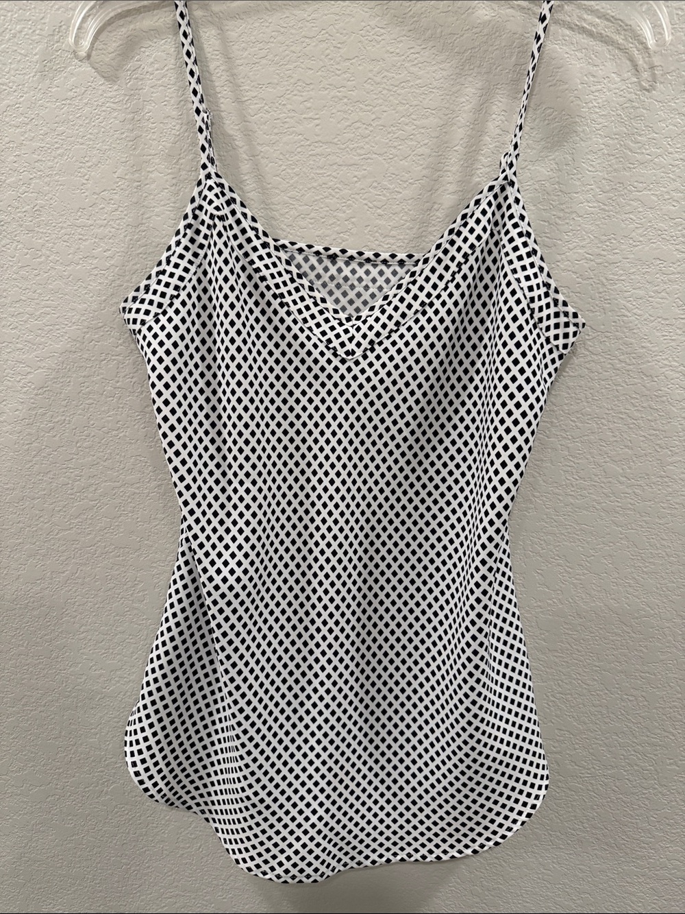 Ann Taylor Black and White Diamond-Print Cami